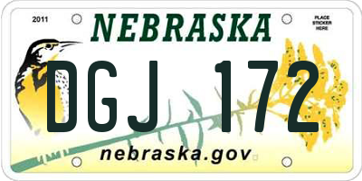 NE license plate DGJ172