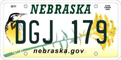 NE license plate DGJ179