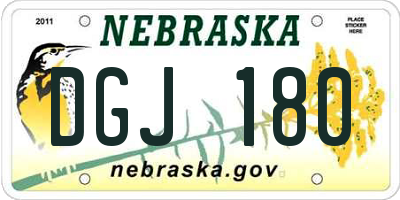 NE license plate DGJ180