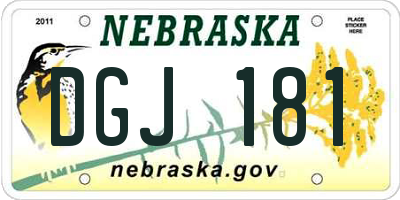 NE license plate DGJ181