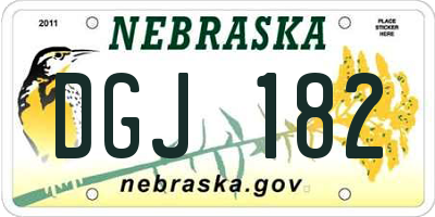 NE license plate DGJ182