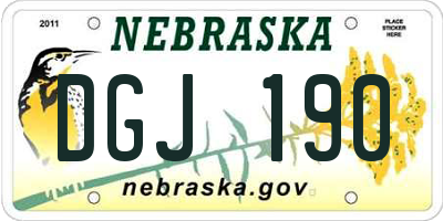 NE license plate DGJ190