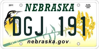 NE license plate DGJ191