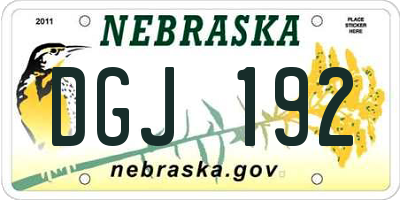 NE license plate DGJ192