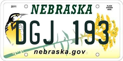 NE license plate DGJ193