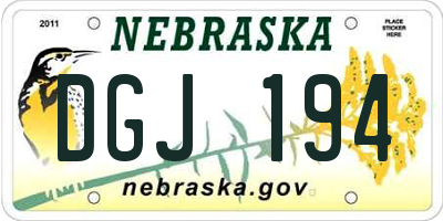NE license plate DGJ194
