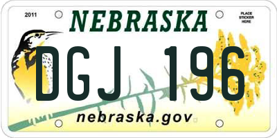 NE license plate DGJ196
