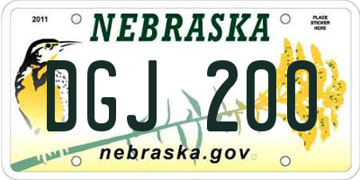 NE license plate DGJ200