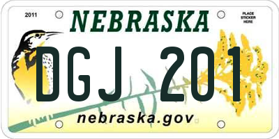 NE license plate DGJ201