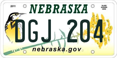 NE license plate DGJ204