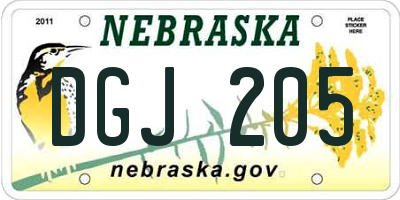 NE license plate DGJ205