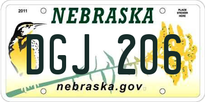 NE license plate DGJ206