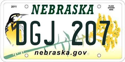 NE license plate DGJ207