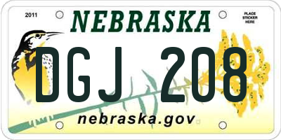 NE license plate DGJ208