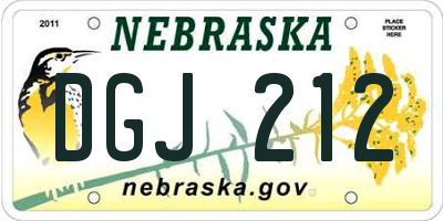 NE license plate DGJ212