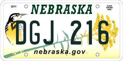NE license plate DGJ216