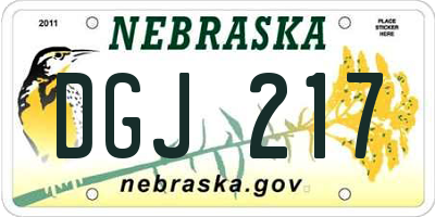 NE license plate DGJ217