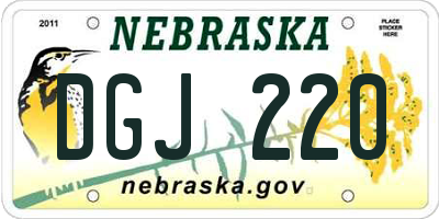 NE license plate DGJ220