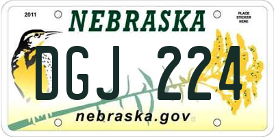 NE license plate DGJ224