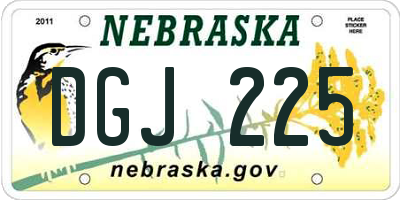 NE license plate DGJ225