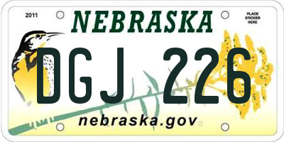 NE license plate DGJ226