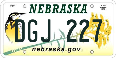 NE license plate DGJ227