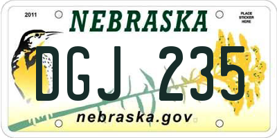 NE license plate DGJ235