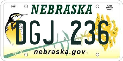NE license plate DGJ236