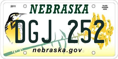 NE license plate DGJ252