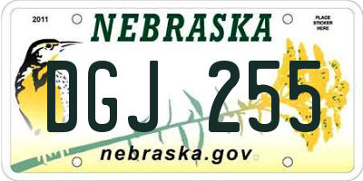 NE license plate DGJ255