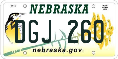 NE license plate DGJ260