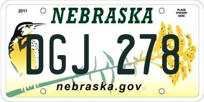 NE license plate DGJ278