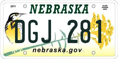 NE license plate DGJ281