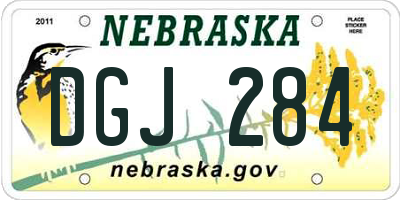 NE license plate DGJ284