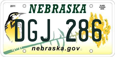NE license plate DGJ286