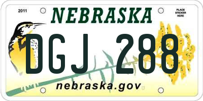 NE license plate DGJ288