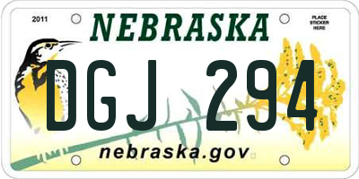NE license plate DGJ294
