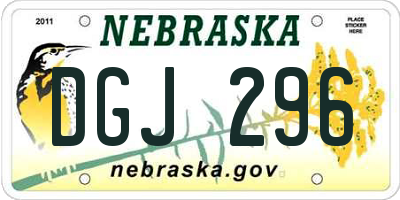NE license plate DGJ296