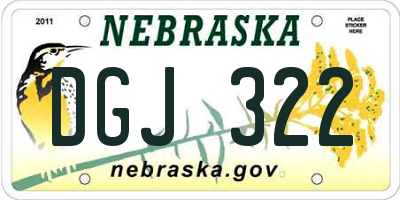 NE license plate DGJ322