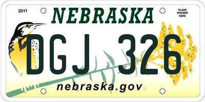 NE license plate DGJ326