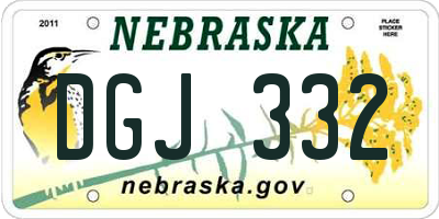NE license plate DGJ332