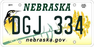 NE license plate DGJ334