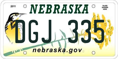NE license plate DGJ335