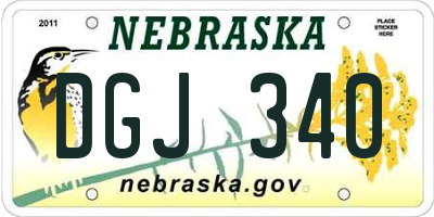 NE license plate DGJ340