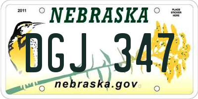 NE license plate DGJ347