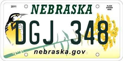 NE license plate DGJ348