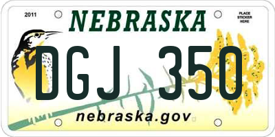 NE license plate DGJ350