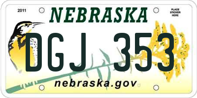 NE license plate DGJ353