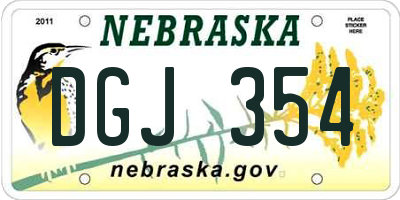 NE license plate DGJ354