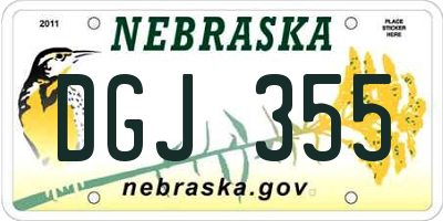 NE license plate DGJ355